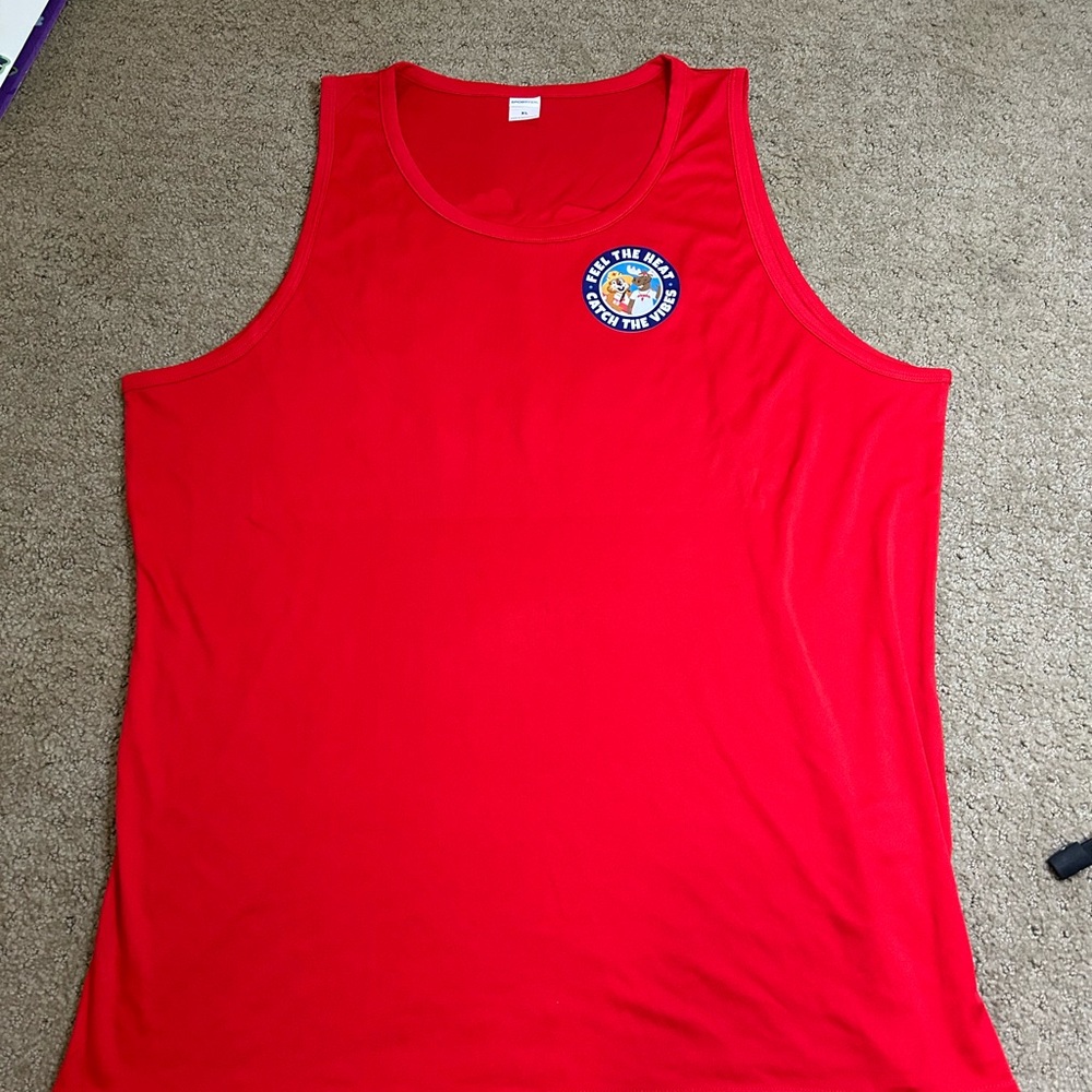 Sport-Tek XL Red PosiCharge Tank Top "Stay Safe This Summer" Mascot Graphic